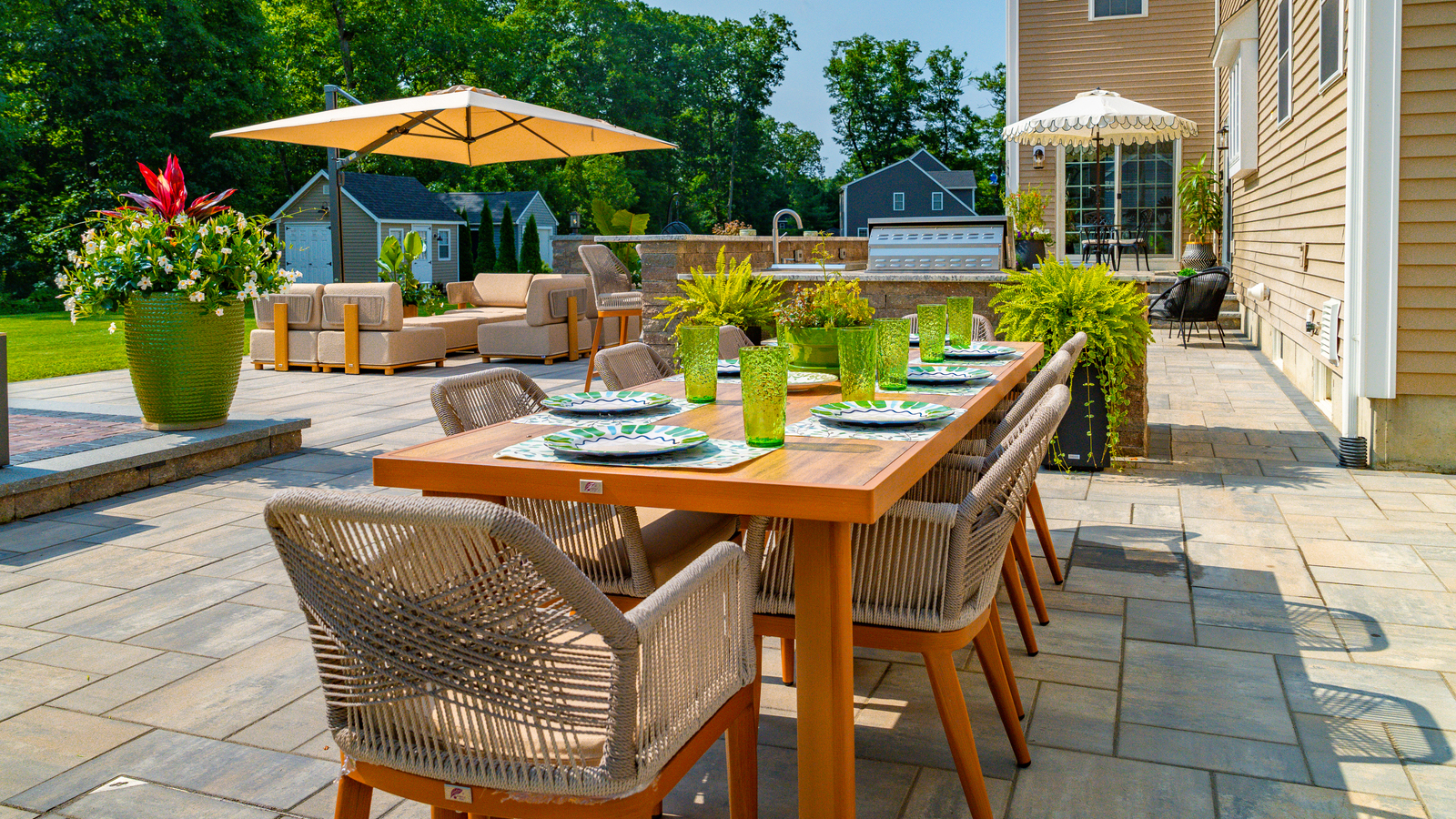 Milford, MA Custom Patio with Outdoor Kitchen